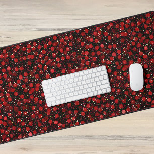 Elegantes rotes Konfetti auf schwarzem Glitter-Sty Schreibtischunterlage