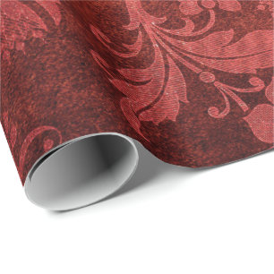 Elegantes rotes königliches Damast-Blumenmuster Geschenkpapier