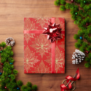 Elegantes Rotes Lotus-Blume Geschenkpapier