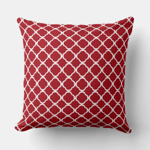 Elegantes rotes marokkanisches Vierpass-Muster Kissen