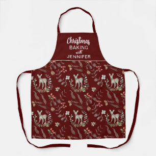 Elegantes rotes maßgeschneidertes Weihnachtsbacken Schürze