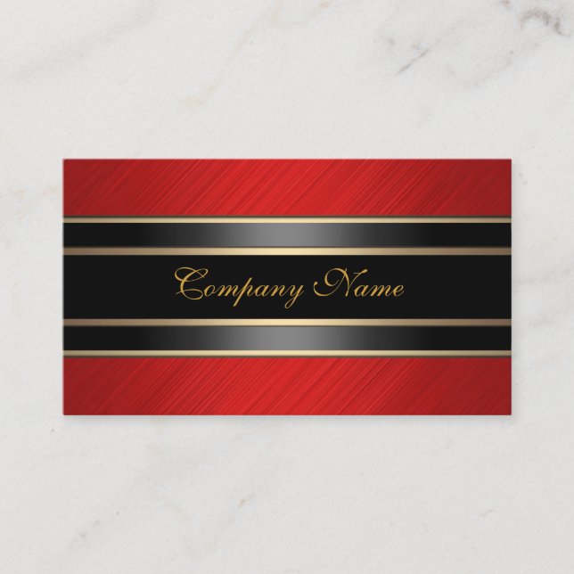 Elegantes Rotes Metal Black Bronze Visitenkarte (Vorderseite)