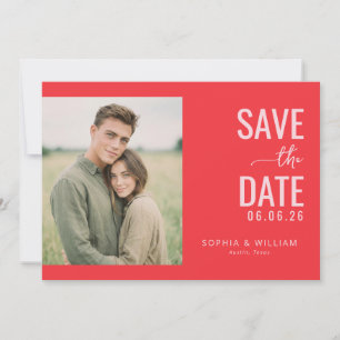 Elegantes rotes minimalistisches Foto Save The Date