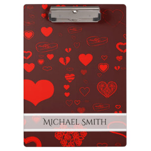 Elegantes rotes modernes Herz Muster #2 Klemmbrett