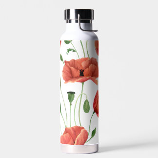 Elegantes rotes Mohn-Wildblumenmuster Trinkflasche