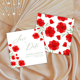 Elegantes Rotes Mohnblau Rettete unser Datum Save The Date