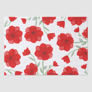 Elegantes rotes Mohnmuster Seidenpapier