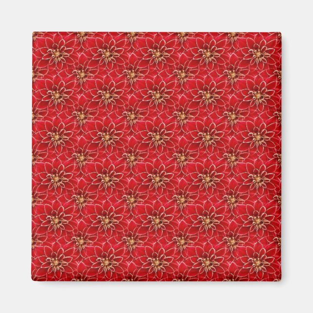 Elegantes rotes Muster Magnet (Vorne)