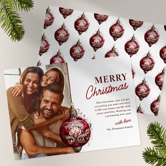Elegantes Rotes Ornament Foto Weihnachten (Von Creator hochgeladen)