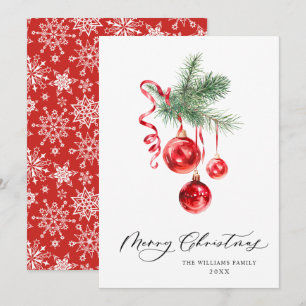 Elegantes rotes Ornament Frohe Weihnachtsgrüße Feiertagskarte