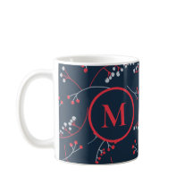Elegantes rotes Pastellgraubeermuster auf Monogram