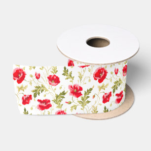 Elegantes rotes Pfefferblatt & grüne Blätter Blume Satinband