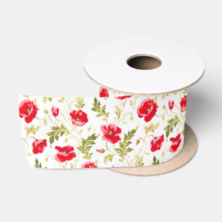 Elegantes rotes Pfefferblatt & grüne Blätter Blume Satinband