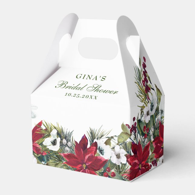Elegantes Rotes Poinsettia Brautparty Geschenkschachtel (Vorderseite)