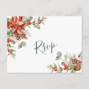 ELEGANTES ROTES POINSETTIEN-HOCHZEITRSVP ESSFREIE  POSTKARTE