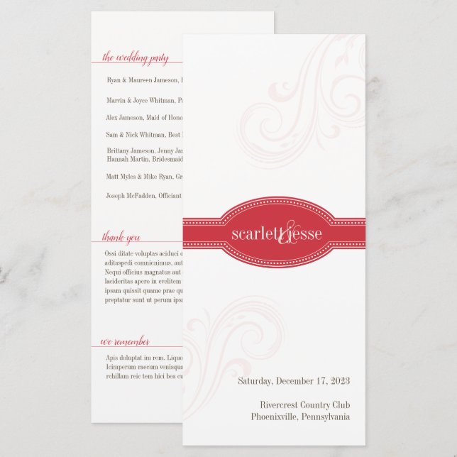 Elegantes Rotes Programm, Caroline Wedding Collect (Vorne/Hinten)