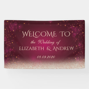 Elegantes rotes Punkte-Bokeh-Hochzeitsbanner Banner