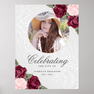 Elegantes rotes rosa Foto Gedenk Willkommensschild Poster