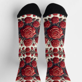 Elegantes rotes Rosen-Mandala Socken