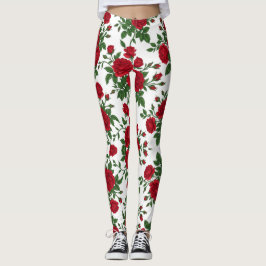 Elegantes rotes Rosen nahtloses Blumenmuster Leggings