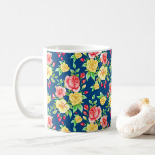 Elegantes rotes Rosenmuster Kaffeetasse