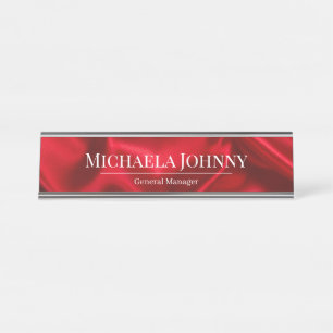 Elegantes rotes Satin-Finish Custom-Hochzeitsplane Schreibtischnamensplakette