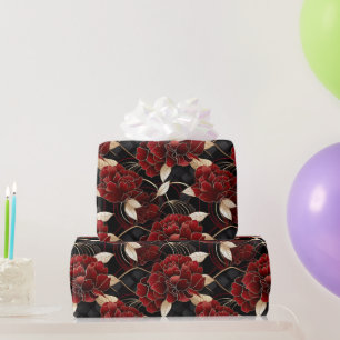 Elegantes rotes, schwarzes und goldfarbenes Marmor Geschenkpapier