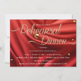 Elegantes Rotes Seidengold Minimal Probe Abendesse Einladung