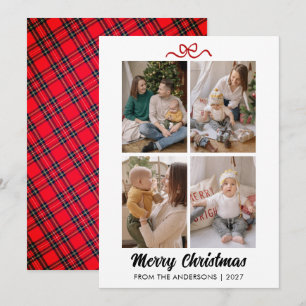 Elegantes rotes Skript Frohe Weihnachten 4-Foto-Co