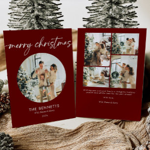 Elegantes rotes Skript Frohe Weihnachten Multi-Fot