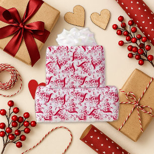 Elegantes Rotes Skript Liebe Holiday Geschenkpapier