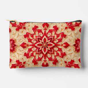 Elegantes rotes und Beige Ziermuster Zubehörtasche