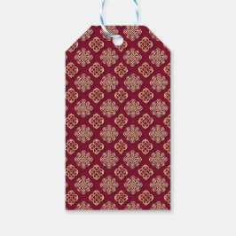 Elegantes rotes und goldenes Musterdesign Geschenkanhänger