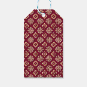 Elegantes rotes und goldenes Musterdesign Geschenkanhänger