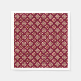 Elegantes rotes und goldenes Musterdesign Serviette
