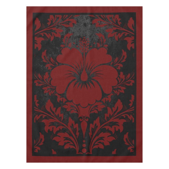 Elegantes rotes und schwarzes Damast Tischdecke (Vorderseite)
