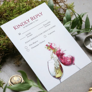 Elegantes rotes und weißes Wein-Tanz-Hochzeitsesse RSVP Karte