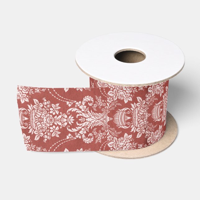 Elegantes Rotes Vintages Blumenmuseum Satinband (Spule)