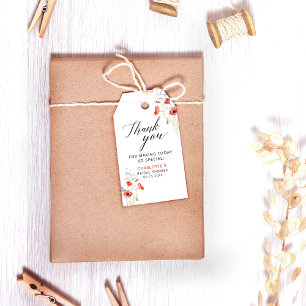Elegantes Rotes Wasserfarben-Blume-Brautparty Geschenkanhänger
