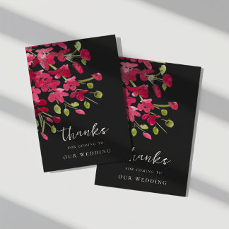 Elegantes rotes Wasserfarben-Blumenstrauß Dankesch Karte