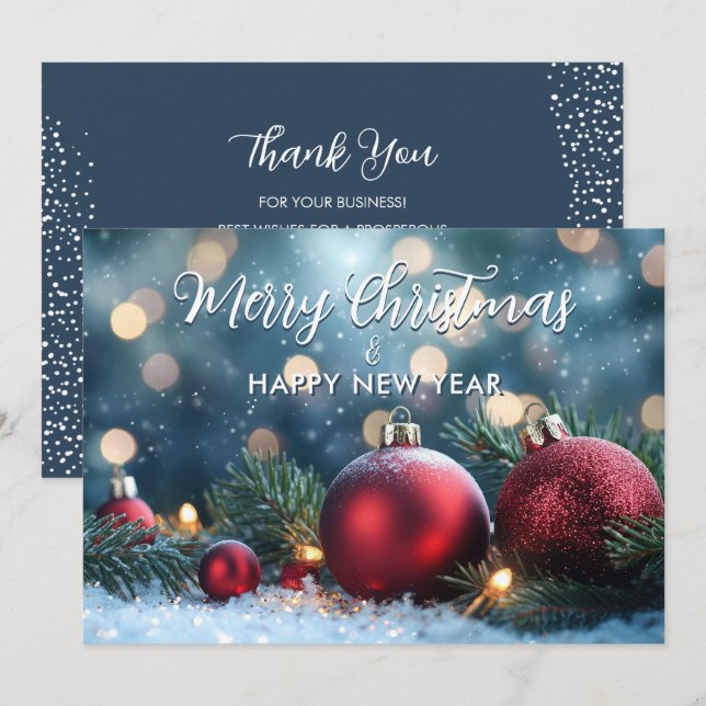 Elegantes Rotes Weihnachtsgeschenk Feiertagskarte (Vorne/Hinten)