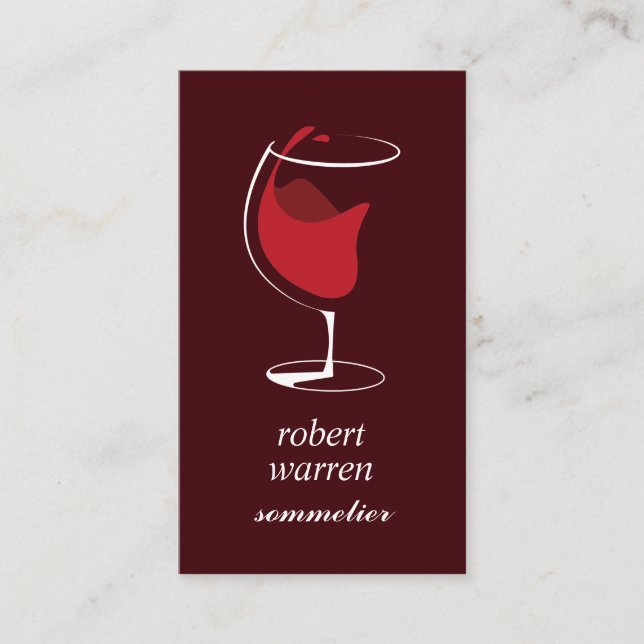 Elegantes rotes Weinglas Sommelier Visitenkarte (Vorderseite)