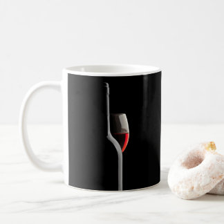 Elegantes rotes Weinglas und Flasche. Schwarzer Hi Kaffeetasse