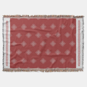 Elegantes rotes, weißes mongolisches Muster Decke