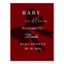 Elegantes rotes Willkommensschild für Baby Shower