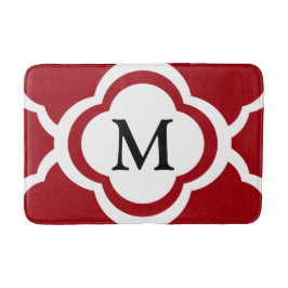 Elegantes Rotquatrefolienmonogramm Badematte