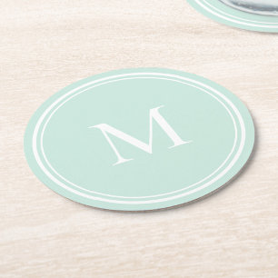 Elegantes Round Circle Monogramm Runder Pappuntersetzer