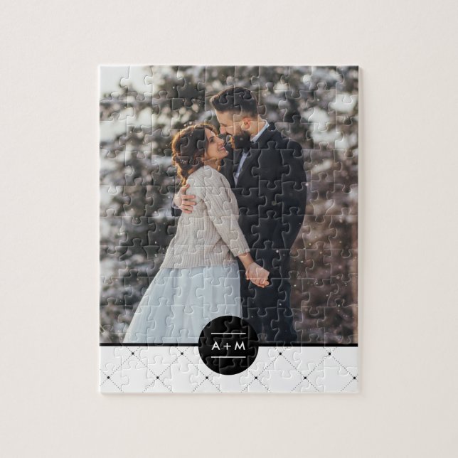 Elegantes Round-Frame-Monogramm-Foto (Vertikal)