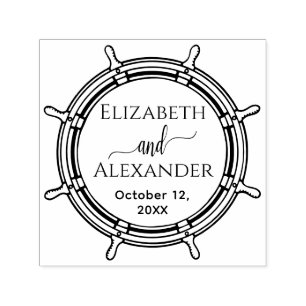 Elegantes Round Ship Wheel Frame Datum Hochzeit Permastempel