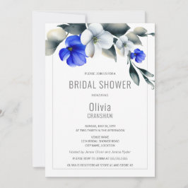 Elegantes Royal Blue and White Floral Brautparty Einladung